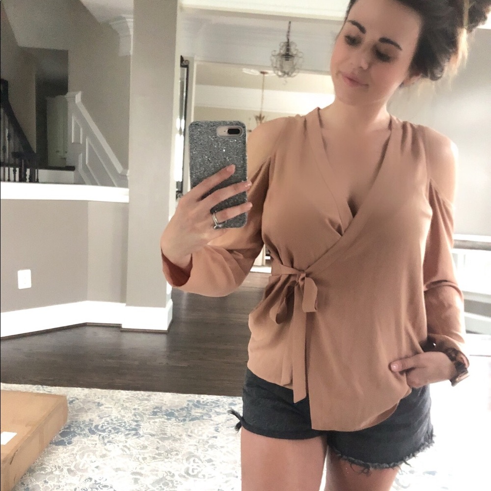 ASOS Beige Cold shoulder Top